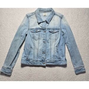 Mango Jeans Womens Light Wash Denim Trucker Jacket Blue Size Large